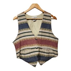 Vintage southwestern Red and Tan blue Striped vest
